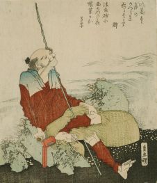 Selbstbildnis als Fischer, 1835 von Hokusai | Gemälde-Reproduktion