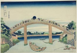 Unter der Mannen-Brücke in Fukagawa, 1831 von Hokusai | Gemälde-Reproduktion