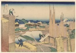 Tatekawa-Fluss-Holzplatz in Honjo, 1831 von Hokusai | Gemälde-Reproduktion