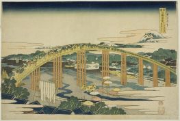 Yahagi-Brücke bei Okazaki auf der Tokaido, 1833 von Hokusai | Gemälde-Reproduktion