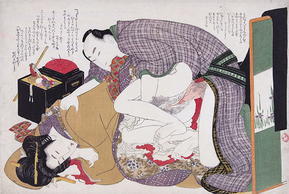 Love Couple at Sewing Box, c.1812/14 | Hokusai | Painting Reproduction
