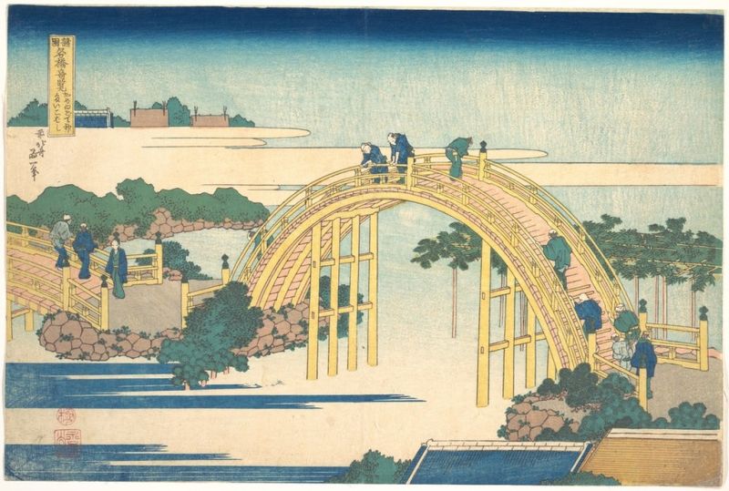 The Arched Bridge at Kameido Tenjin Shrine, 1820 | Hokusai