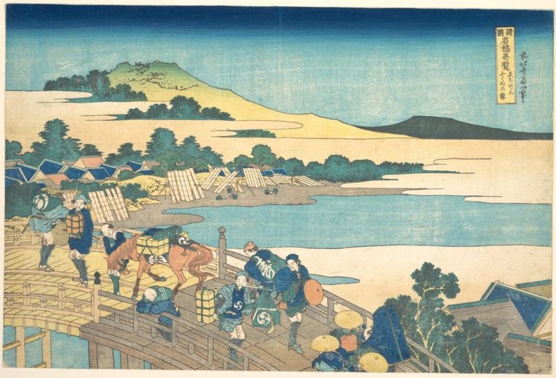 Fukui Bridge in Echizen Province, 1820 | Hokusai