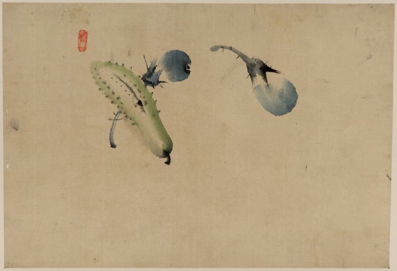 Hokusai | Cucumber or squash and eggplant, n.d Cucumber or squash and eggplant, n.d | Hokusai