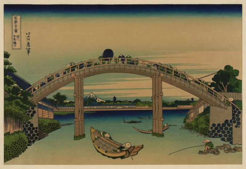 Under Mannen Bridge at Fukagawa, n.d | Hokusai