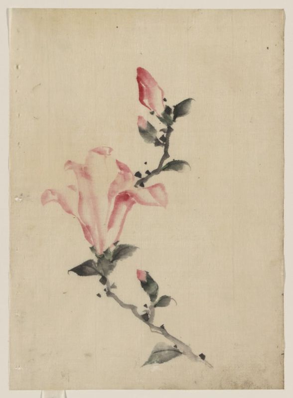 Pink Blossom on a Stem, n.d | Hokusai