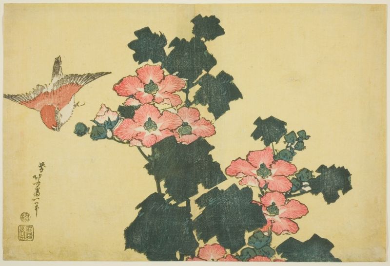 Hokusai | Cotton Roses and Sparrow, 1833 Cotton Roses and Sparrow, 1833 | Hokusai