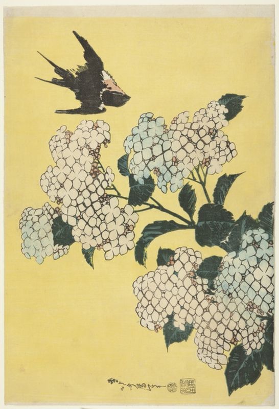 Hokusai | Hydrangea and Swallow, 1833 Hydrangea and Swallow, 1833 | Hokusai