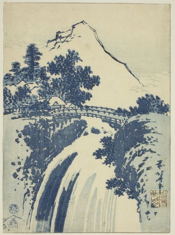 Landscape with waterfall, 1831 | Hokusai