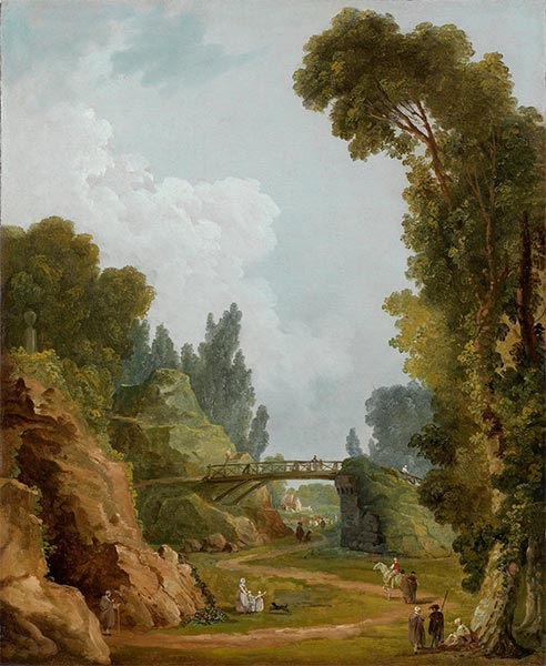 The Rustic Bridge, Chateau de Mereville, France, c.1785 | Hubert Robert | Painting Reproduction