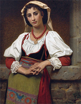 The Neapolitan Girl, 1876 | Hugues Merle | Painting Reproduction