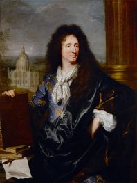 Portrait of Jules Hardouin-Mansart, 1685 by Hyacinthe Rigaud | Painting Reproduction
