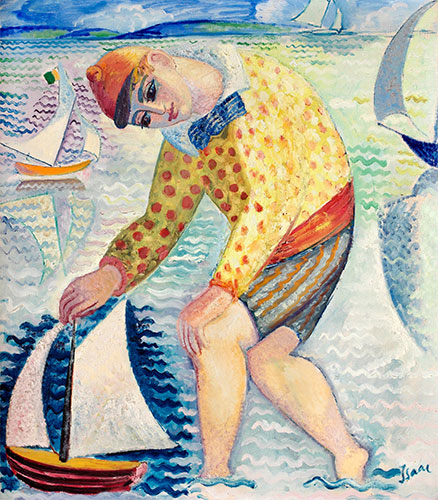 Junge mit Segelboot, 1918 | Isaac Grünewald | Gemälde Reproduktion