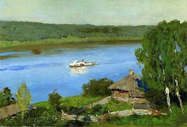 Landscape with Steamship, c.1888/90 by Isaac Levitan | Painting Reproduction