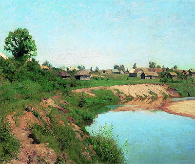 Village on Coast of the River, 1883 | Isaac Levitan | Gemälde Reproduktion