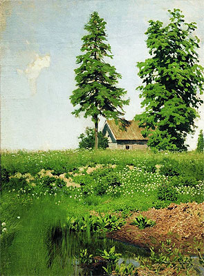 Cottage on a Meadow, c.1880/90 | Isaac Levitan | Painting Reproduction
