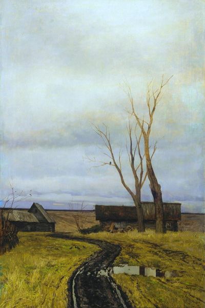 Autumn. Road to Village, 1877 | Isaac Levitan | Gemälde Reproduktion