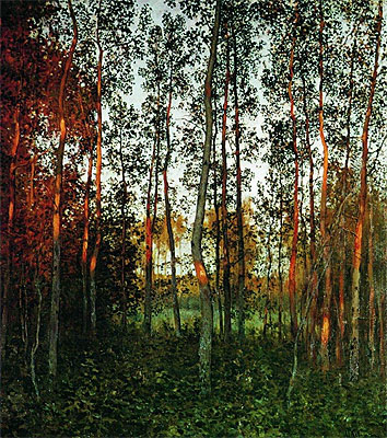 Die letzten Sonnenstrahlen. Ein Espenwald | Isaac Levitan | Gemälde Reproduktion