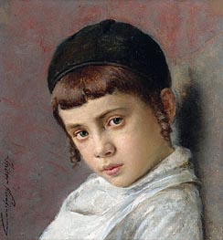 Portrait of a Young Boy with Peyot, Undated by Isidor Kaufmann | Painting Reproduction