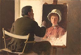Kramskoy malt ein Porträt seiner Tochter, 1884 von Ivan Kramskoy | Gemälde-Reproduktion