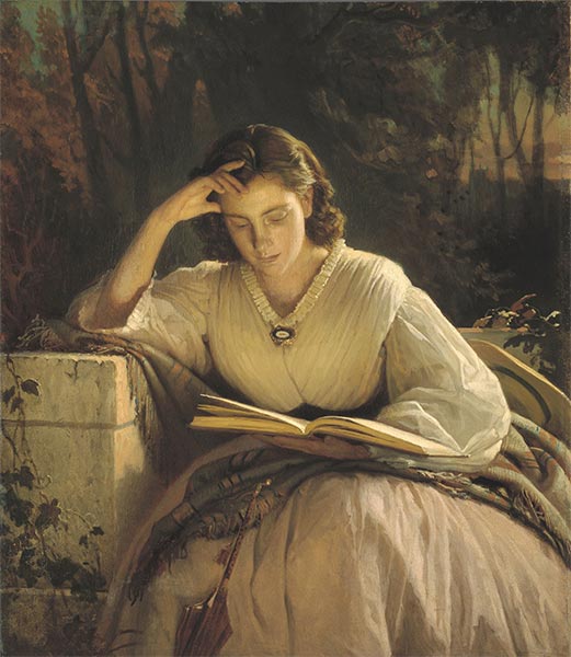Reading. Portrait of Sofia Nikolaevna Kramskoy, ..., c.1866 by Ivan Kramskoy | Canvas Print