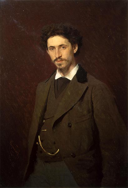 Porträt des Künstlers Ilya Efimovich Repin, 1876 | Ivan Kramskoy | Gemälde Reproduktion