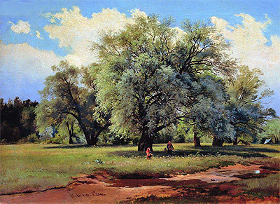 Willows Lit Up by the Sun, c.1860/70 | Ivan Shishkin | Gemälde Reproduktion