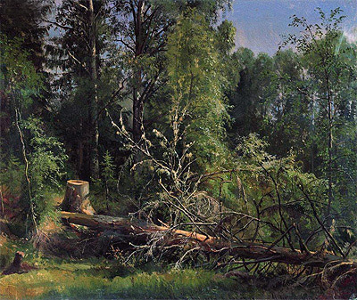 Felled Tree, 1875 | Ivan Shishkin | Gemälde Reproduktion