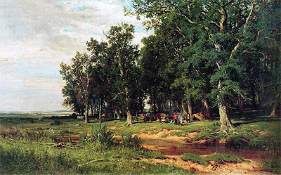 Haymaking in an Oak Grove, 1874 | Ivan Shishkin | Painting Reproduction