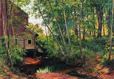Eine Mühle im Wald bei der Preobraschenskaja-Bahn | Ivan Shishkin | Gemälde Reproduktion