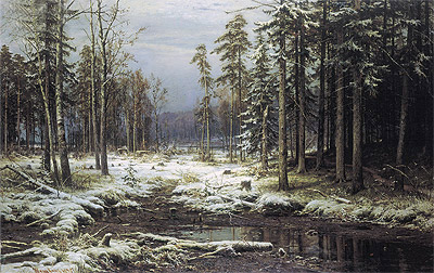 The First Snow, 1875 | Ivan Shishkin | Gemälde Reproduktion