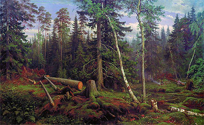 Holzfällen, 1867 von Ivan Shishkin | Gemälde-Reproduktion