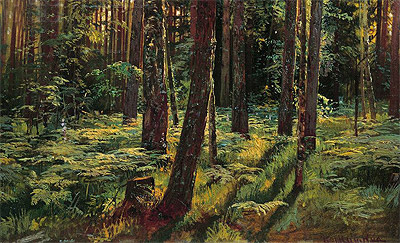 Ferns in the Forest. Siverskaya, 1883 | Ivan Shishkin | Gemälde Reproduktion