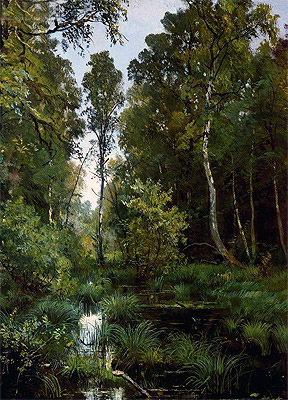 Overgrown Pond at the Edge of the Forest (Siverskaya), 1883 | Ivan Shishkin | Painting Reproduction