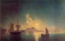 The Bay of Naples by Moonlight, 1858 by Aivazovsky | Painting Reproduction