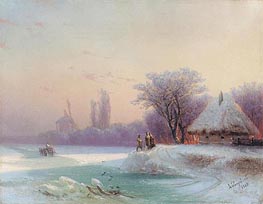 Perils of Winter Travel in the Russian Provinces, 1869 by Aivazovsky | Painting Reproduction