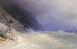Rough Sea off a Rocky Coast, 1893 by Aivazovsky | Painting Reproduction