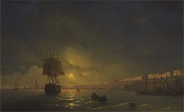 View of Odessa on a Moonlit Evening, 1846 by Aivazovsky | Painting Reproduction