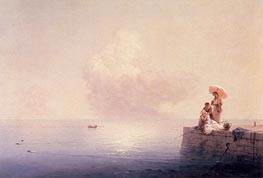 Elegant Ladies Fishing at the Water's Edge, 1870 by Aivazovsky | Painting Reproduction