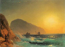 Pushkin Looking out to Sea from the Crimean Coast, 1889 by Aivazovsky | Painting Reproduction