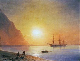 Russian Warship off the Beach, 1868 by Aivazovsky | Painting Reproduction