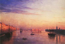 View along the Neva in St. Petersburg with the Stock Exchange in the Distance, 1881 by Aivazovsky | Painting Reproduction