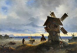 Windmill by the Sea, 1837 by Aivazovsky | Painting Reproduction