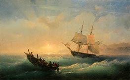 Sunrise on the Black Sea, 1860s by Aivazovsky | Painting Reproduction