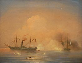 Sea Battle, 1855 by Aivazovsky | Painting Reproduction