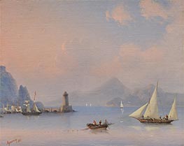 Sea Strait with Lighthouse, 1841 by Aivazovsky | Painting Reproduction