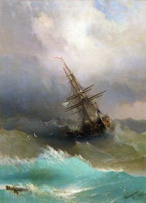A Ship in the Stormy Sea | Aivazovsky | Painting Reproduction 5762