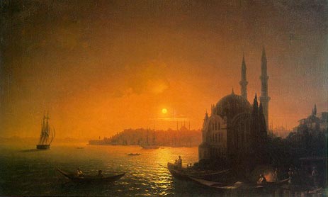 Ansicht von Konstantinopel im Mondschein, 1846 | Aivazovsky | Gemälde Reproduktion