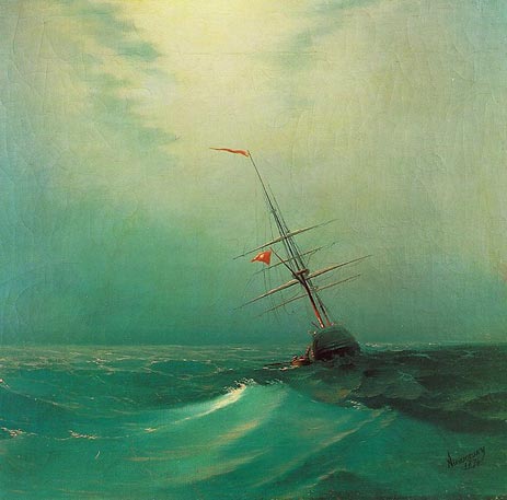 Nacht. Blaue Welle, 1876 | Aivazovsky | Gemälde Reproduktion