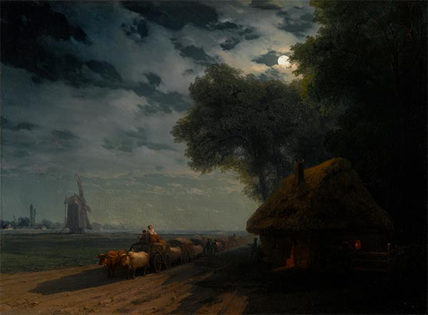 Ukrainian Landscape at the Moon, 1869 | Aivazovsky | Painting Reproduction